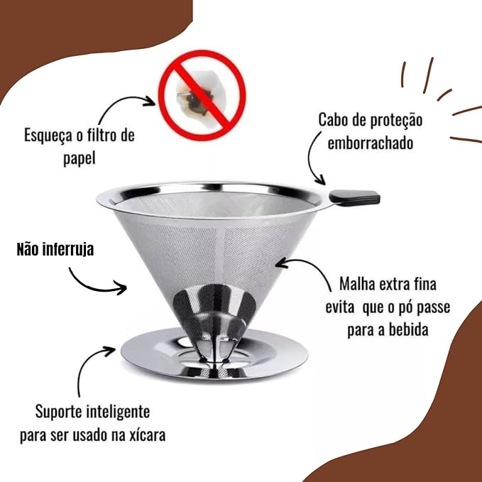 Coador De Café Inox Reutilizável